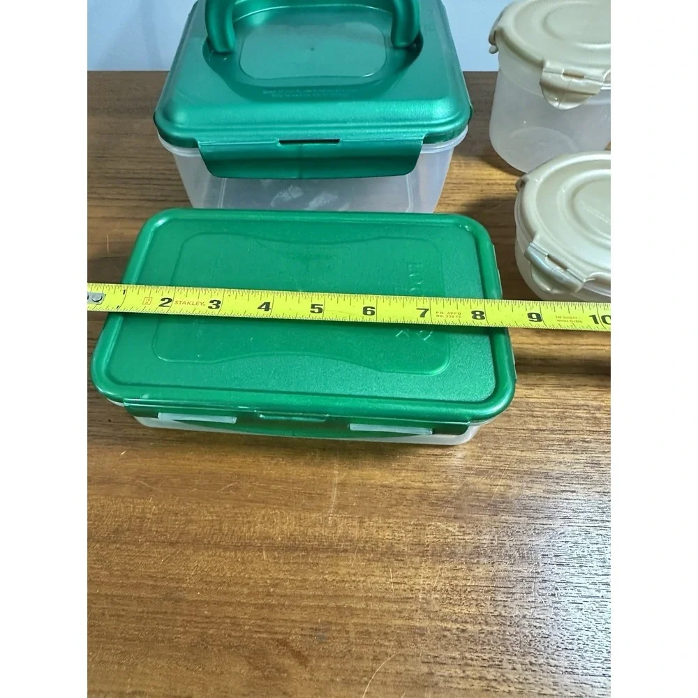 Lock N Lock Set of 4 Nestable Containers, Green And Beige